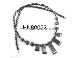 Hematite Teeths Pendants Beads Stone Chain Statement Bib Choker Fashion Necklace